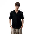 TREND ST old money style clean fit short knitted polo shirt men's summer hollow breathable short sleeved T-shirt