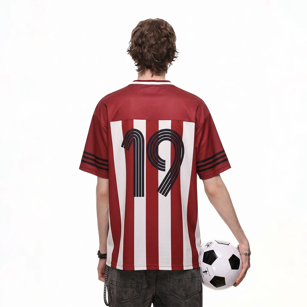 TREND ST 2026 World Cup jersey size 19 vertical stripe V-neck top men's and women's football sports short sleeved T-shirt