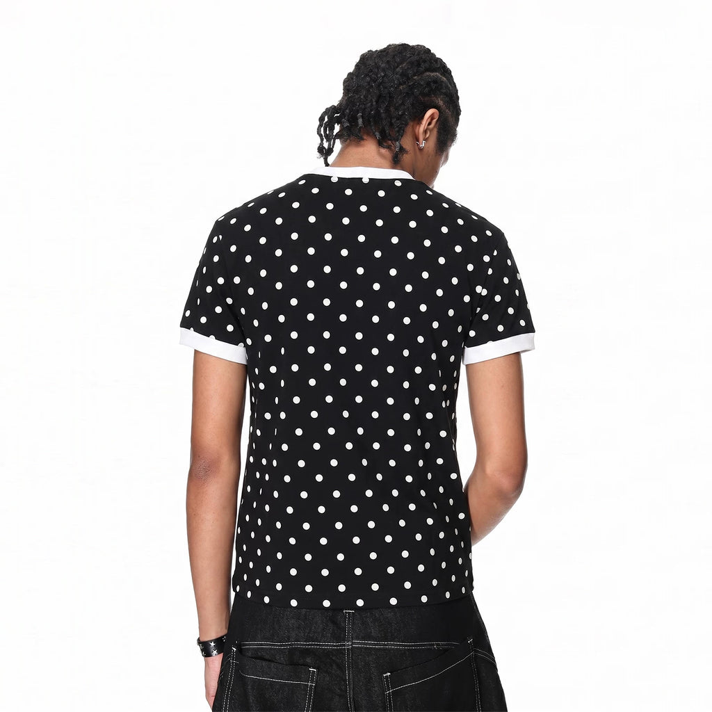 TREND ST Original Punk Light Yabo Dot Letter Elastic Slim Short Sleeve T-shirt Summer Boxy Shoulder Top