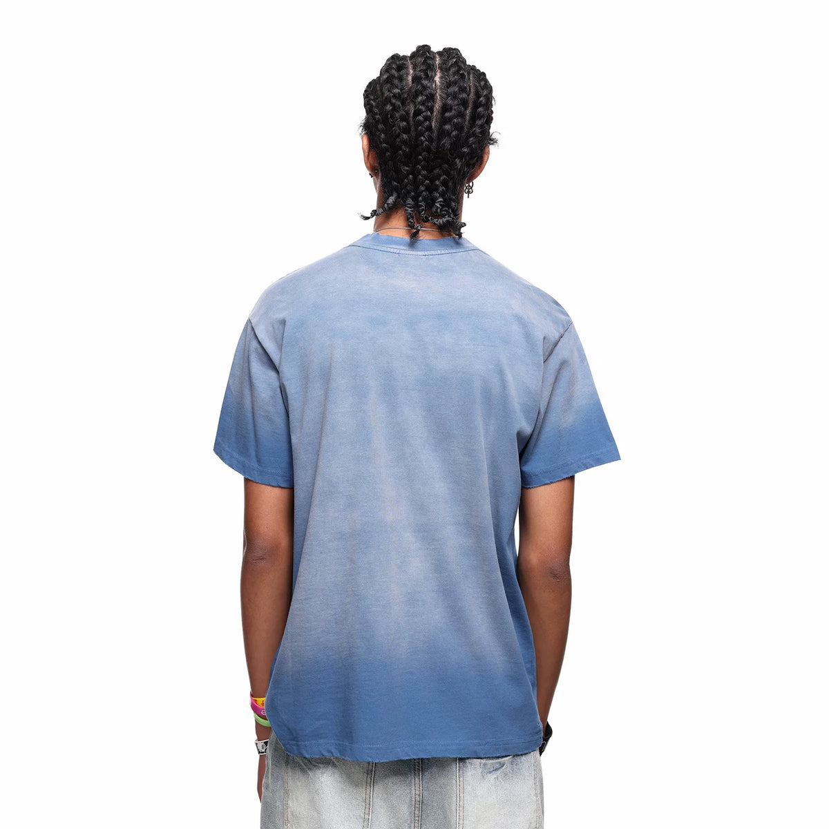 TREND ST American gradient letter printed pure cotton short sleeved T-shirt men's trendy brand shoulder boxy version short TEE