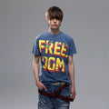 TREND ST Street Trendy Brand Visual Series Washed and Used Short sleeved T-shirt for Men's Summer Front Shoulder Printed Pure Cotton T-shirt