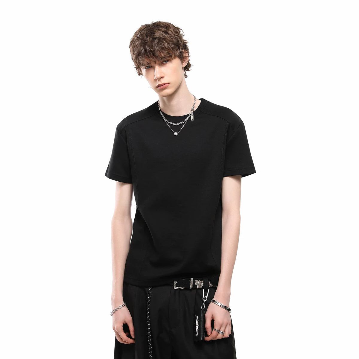 TREND ST American Boxy Edition Short Clean Fit Shoulder Short sleeved T-shirt Men's Summer Solid Color Couple T-shirt