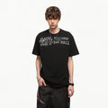 TREND ST Summer Half High Neck Letter Printed Short Sleeve Men's Short Style Slim Fit Elastic Shoulder Boxy Edition T-shirt