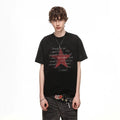 Trendy block American retro vintage vintage gradient short sleeved T-shirt for men's summer loose star print 350g heavyweight half sleeve