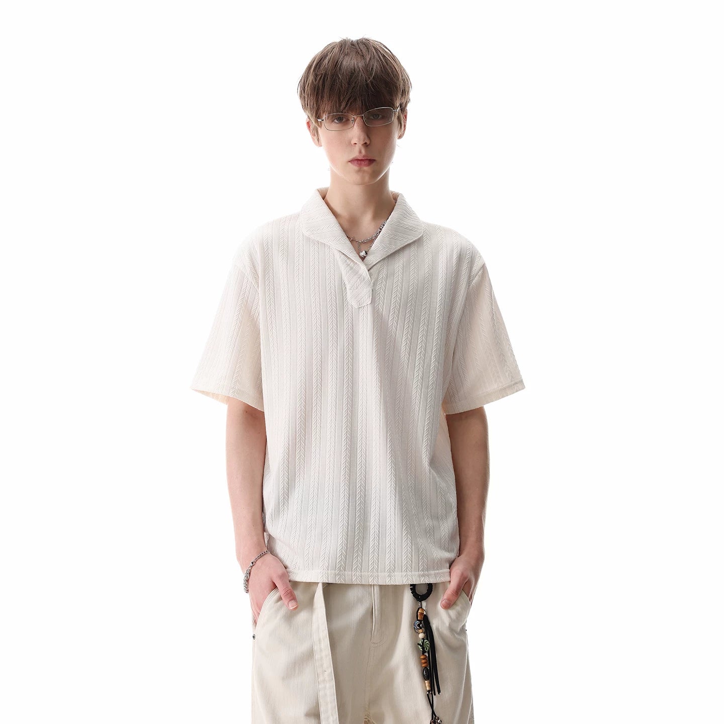 TREND ST old money style new noble texture knitted polo shirt short sleeved men's summer loose couple T-shirt top