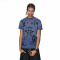 Trendy block light punk style printed shoulder short sleeved T-shirt for men's summer American boxy version couple T-shirt ins