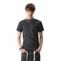 TREND ST Heavy Weight 450g Craftsmanship Deconstruction Slim Short Sleeve T-shirt for Men and Women, Wasteland Wind Pioneer Shoulder Insert T-shirt