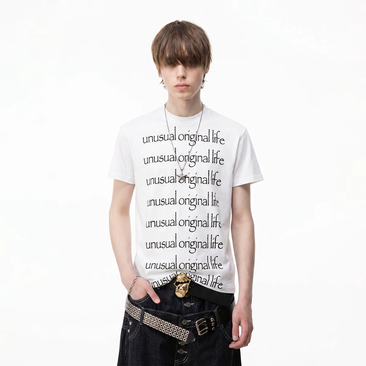 TREND ST American Retro Slogan Printed Sorona Cool T-shirt Men's Summer Boxy Short Shoulder Short Sleeve