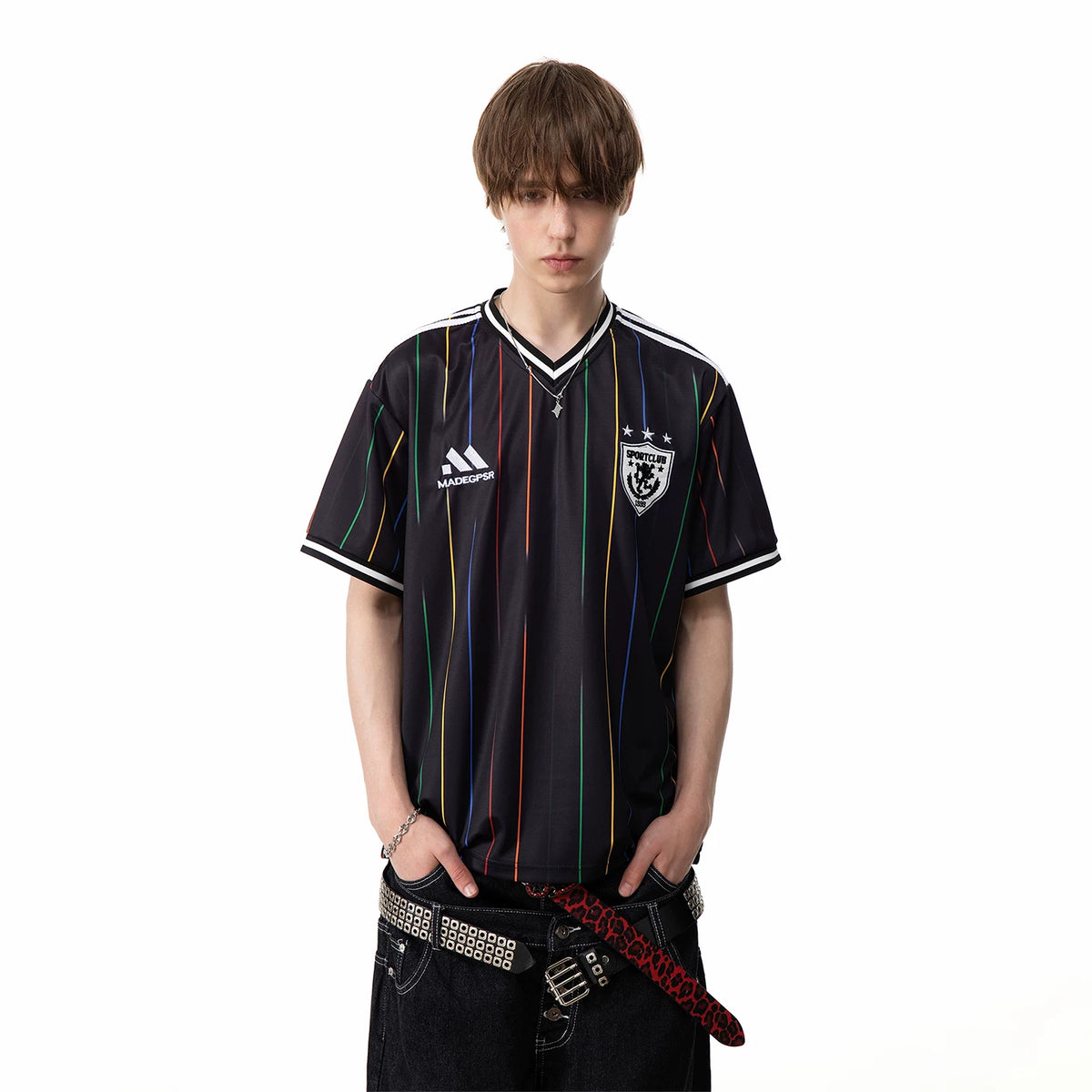 TREND ST2026 FIFA World Cup No. 10 jersey, V-neck striped jersey, men's and women's summer sports short sleeved T-shirt