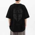 American high street suede angel cross short-sleeved T-shirt men's summer European and American retro loose oversize top