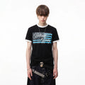 TREND ST American Retro Star Flag Printed Short Sleeve T-shirt Men's and Women's Contrast Round Neck Boxy Short Width Top