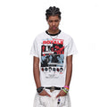 TREND ST American High Street Front Shoulder Boxy Short Style Printed Short Sleeve T-shirt for Men's Summer Hip Hop Band TEE
