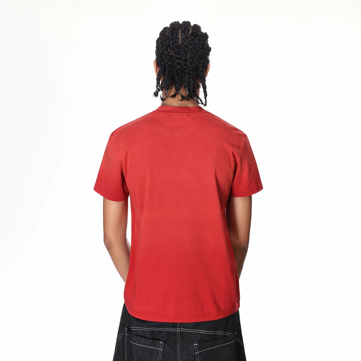 Trendy block light punk style printed shoulder short sleeved T-shirt for men's summer American boxy version couple T-shirt ins