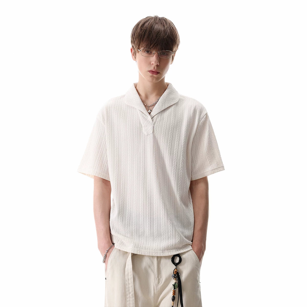 TREND ST old money style new noble texture knitted polo shirt short sleeved men's summer loose couple T-shirt top