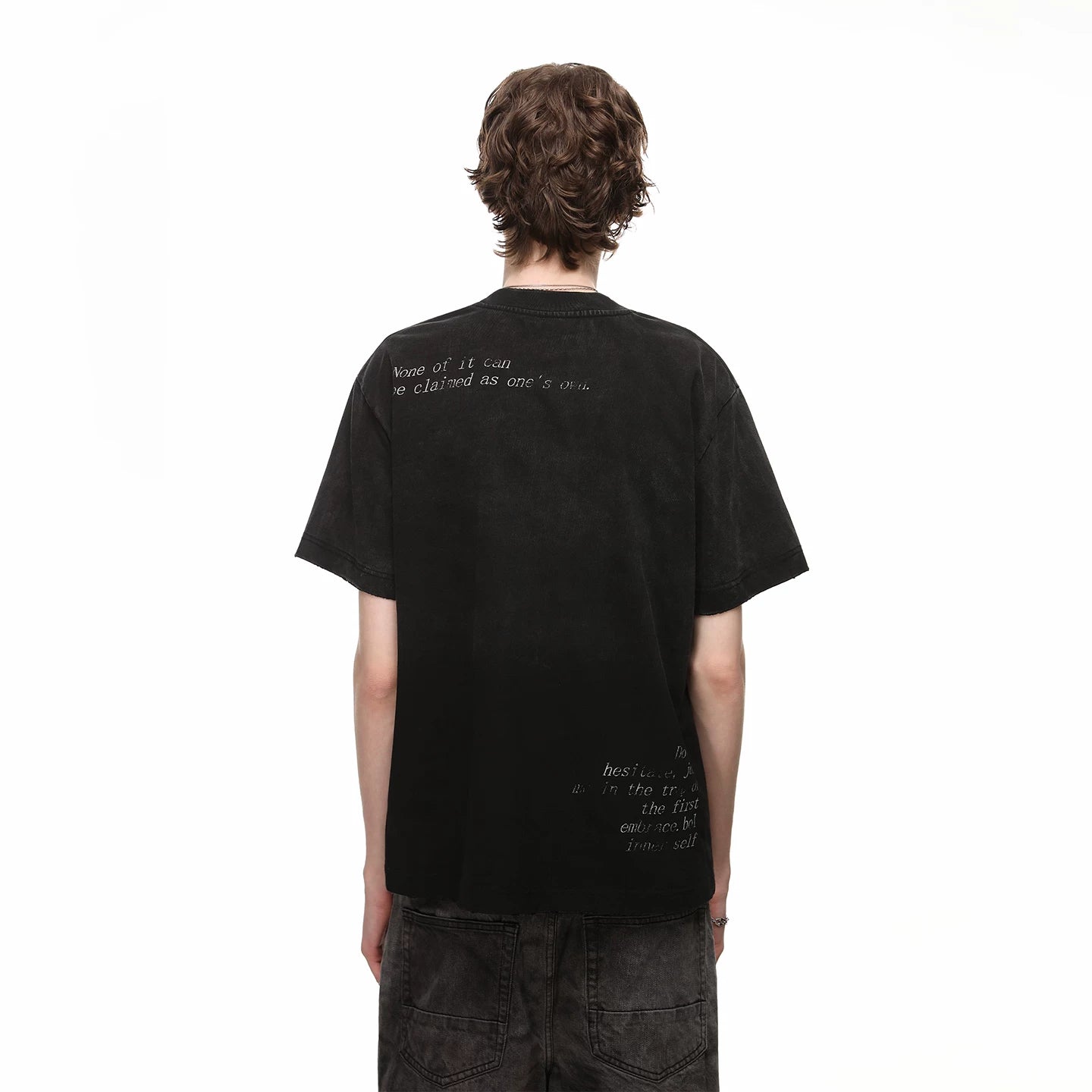 Trendy block American retro vintage vintage gradient short sleeved T-shirt for men's summer loose star print 350g heavyweight half sleeve