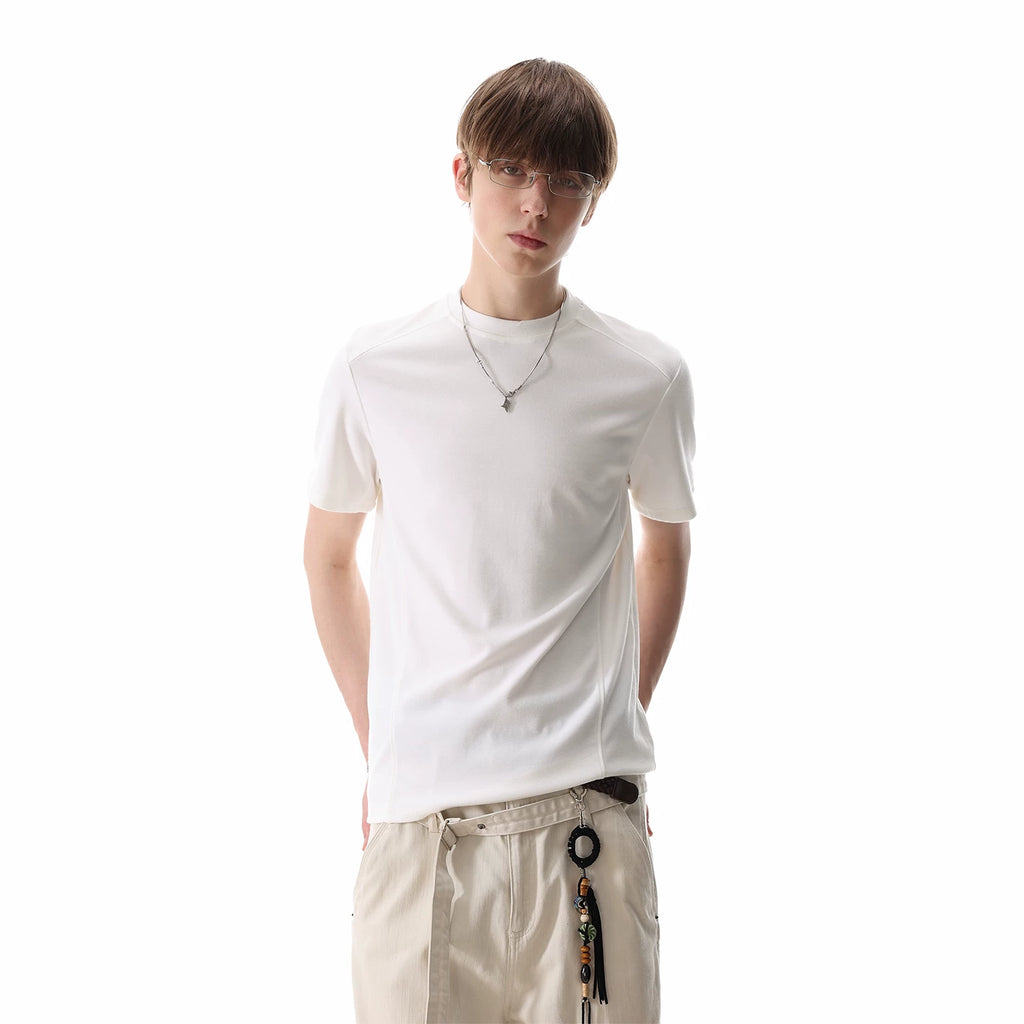 TREND ST summer slim fit elastic short sleeved T-shirt for men and women, simple and short style, small neckline, shoulder length top