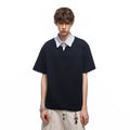 TREND ST American Retro Fake Two piece Polo Shirt Short Sleeve T-shirt Men's Summer Cleanfit Versatile Half Sleeve TEE