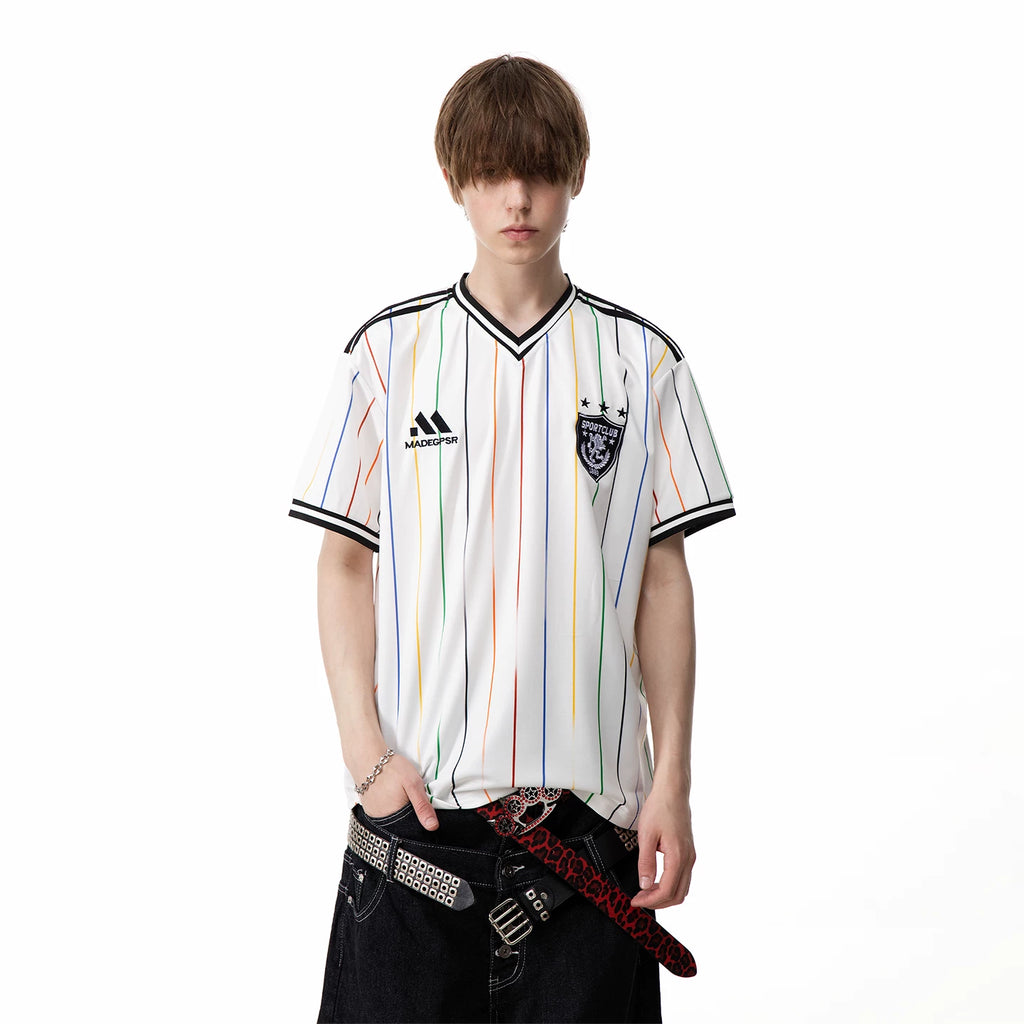 TREND ST2026 FIFA World Cup No. 10 jersey, V-neck striped jersey, men's and women's summer sports short sleeved T-shirt