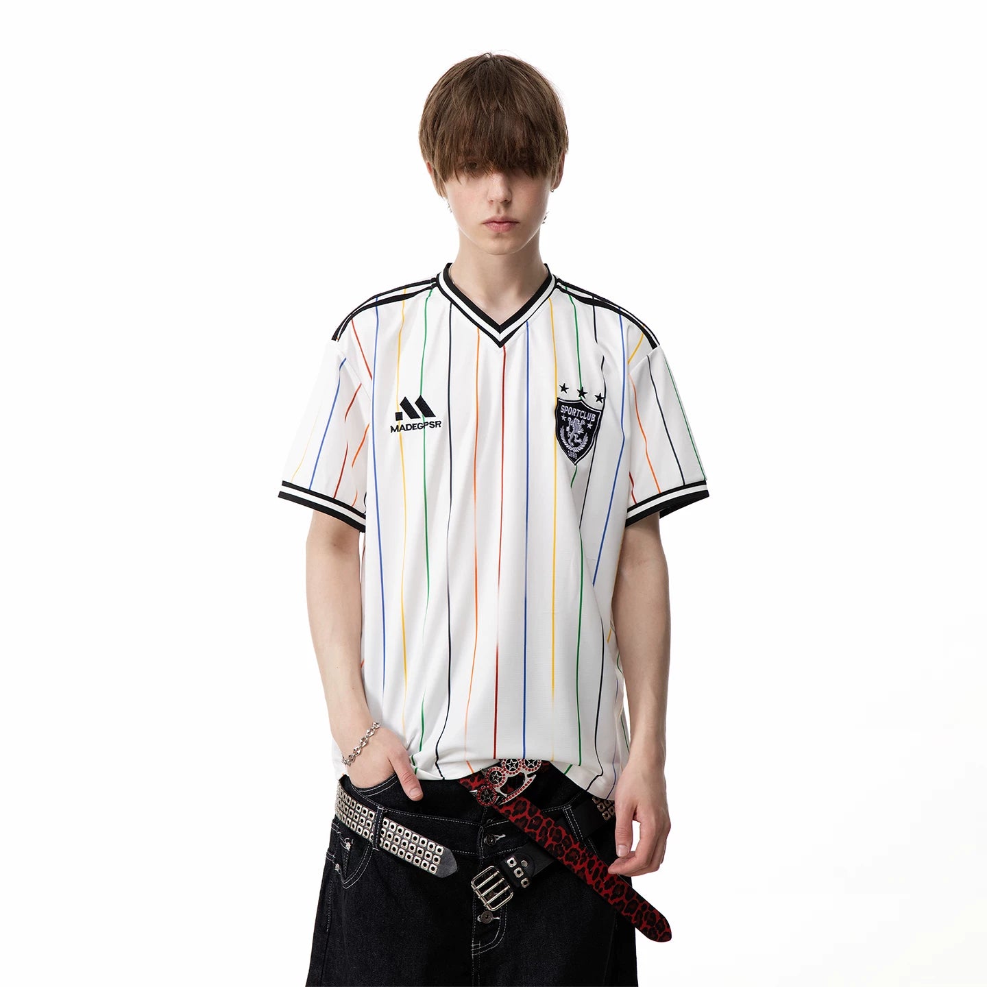 TREND ST2026 FIFA World Cup No. 10 jersey, V-neck striped jersey, men's and women's summer sports short sleeved T-shirt