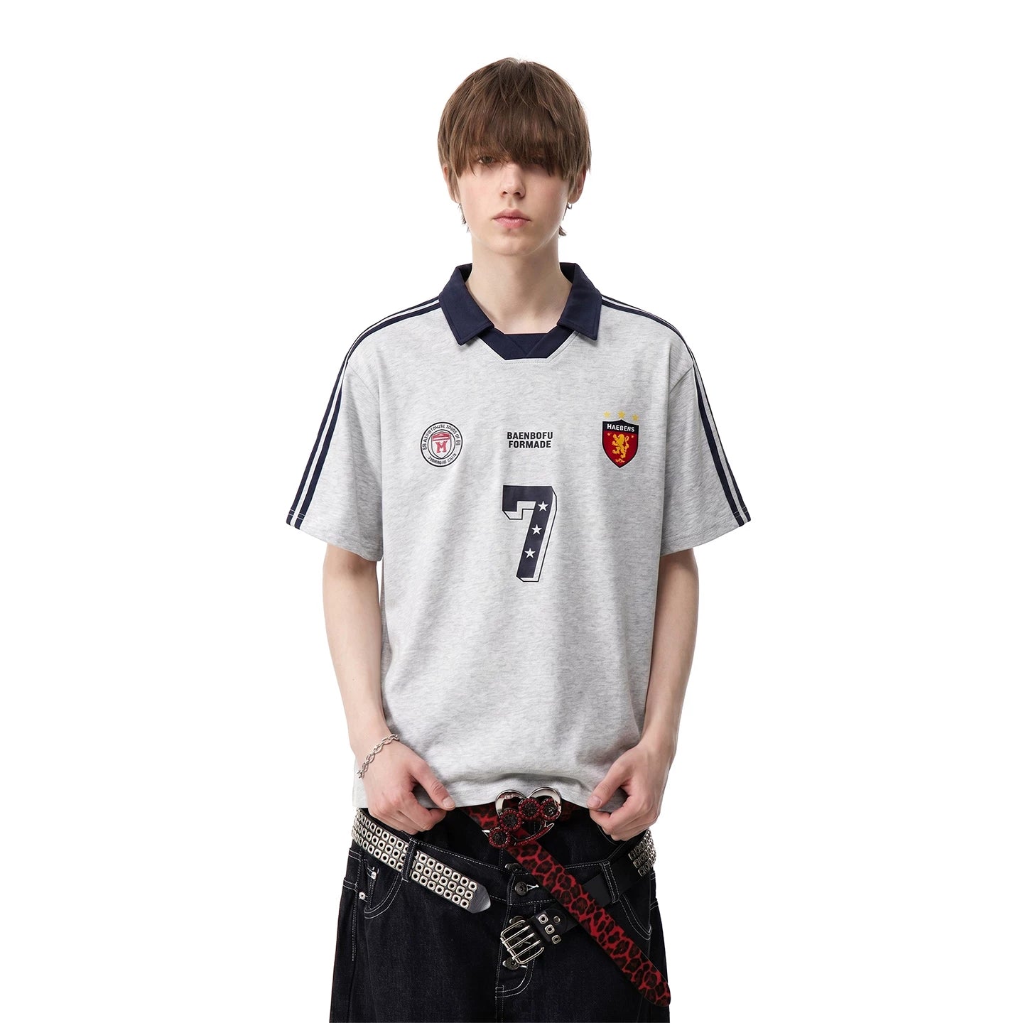 TREND ST American retro sports cool short sleeved T-shirt for men's summer loose fit size 7 printed polo shirt top
