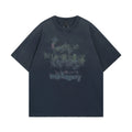 300g heavy-duty wash water gradient small neckline short sleeved T-shirt for men's summer trendy brand, stiff and loose, pure cotton half sleeved T-shirt