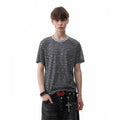 TREND ST striped star short sleeved American retro Lyocell short shoulder skinny millennium style T-shirt