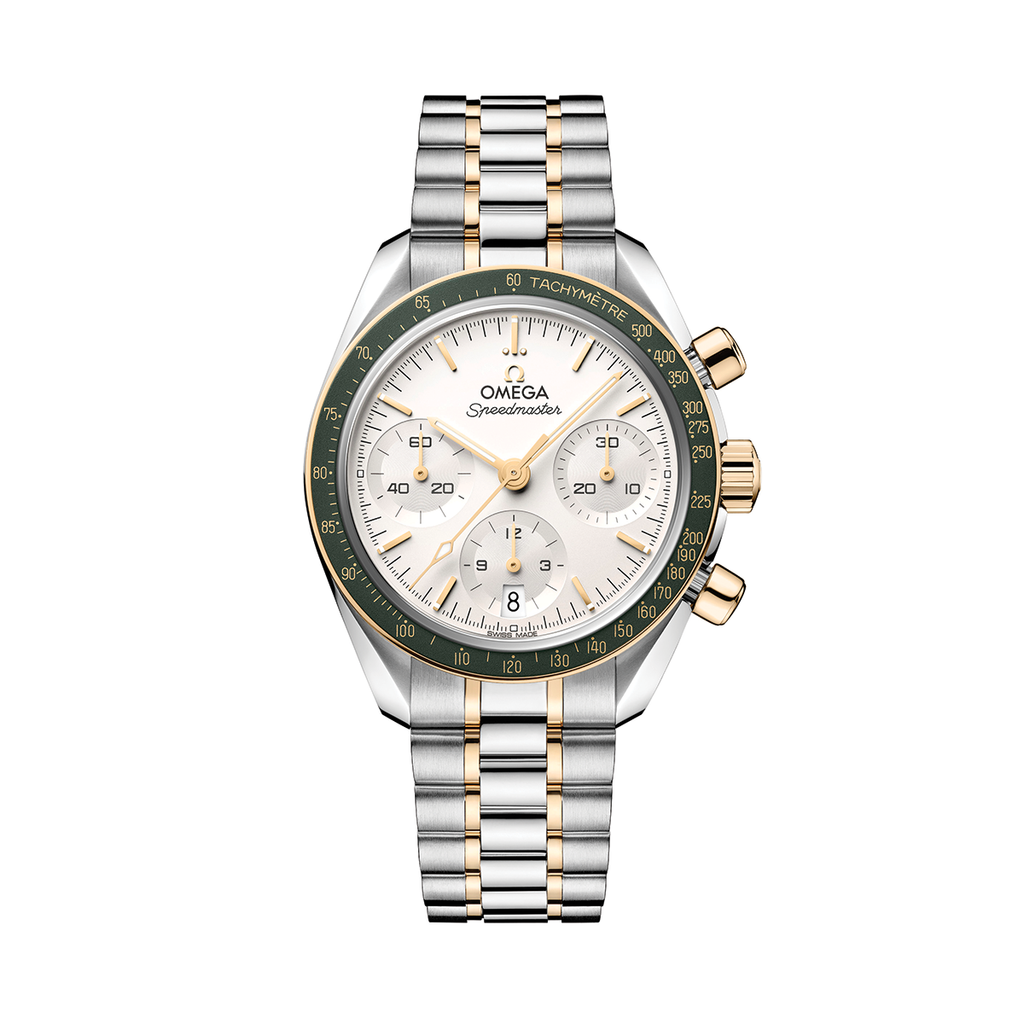 Speedmaster Chronograph Two-Tone 18K Moonshine™ Gold and Steel 38mm - Opaline Silvery on Bracelet