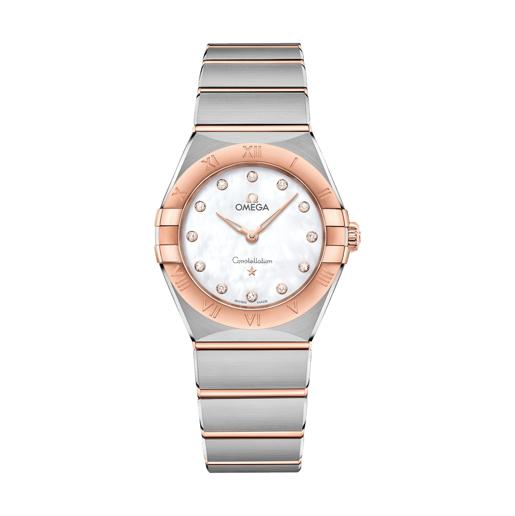 Constellation Quartz Steel and Sedna™ Gold 28mm - White, Mother-of-Pearl on Bracelet