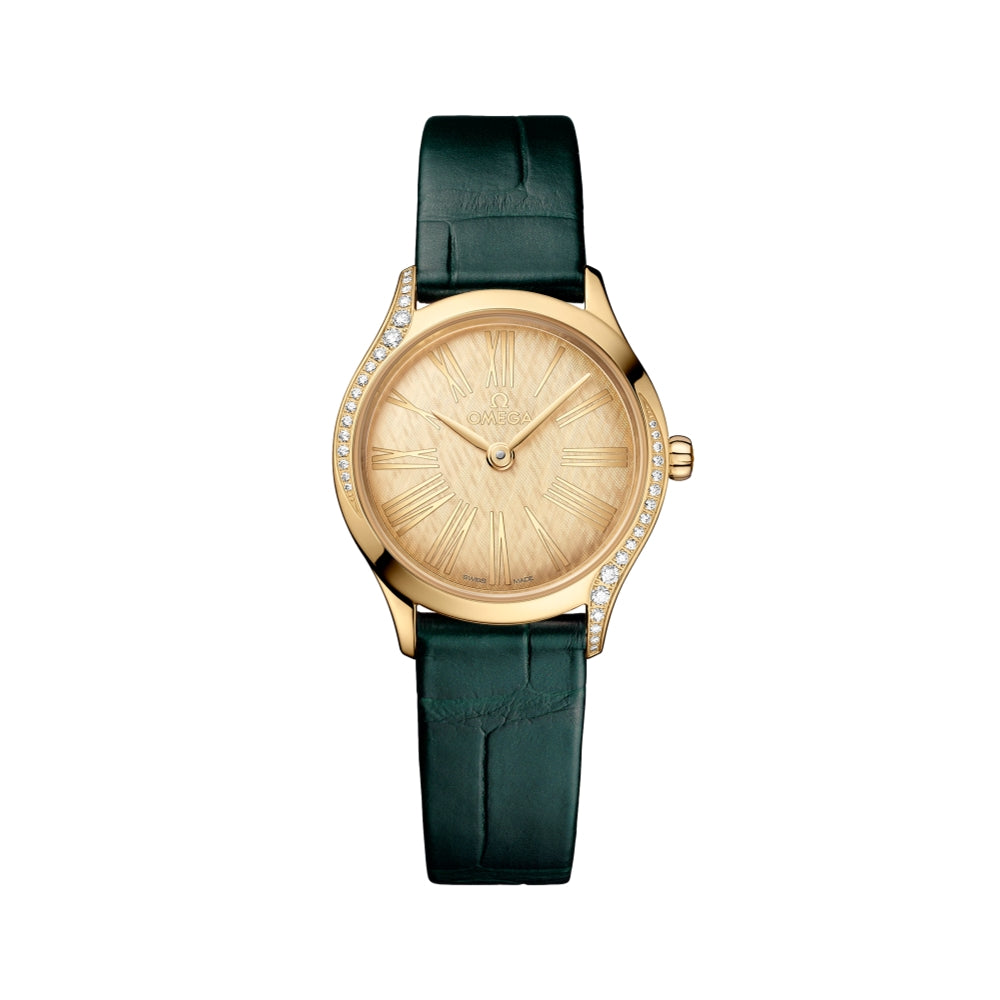 De Ville Mini Trésor Diamonds Quartz 26mm - Gold on Leather Strap