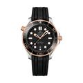 Seamaster Diver 300M Stainless Steel and Sedna Gold 42mm - Black on Rubber Strap