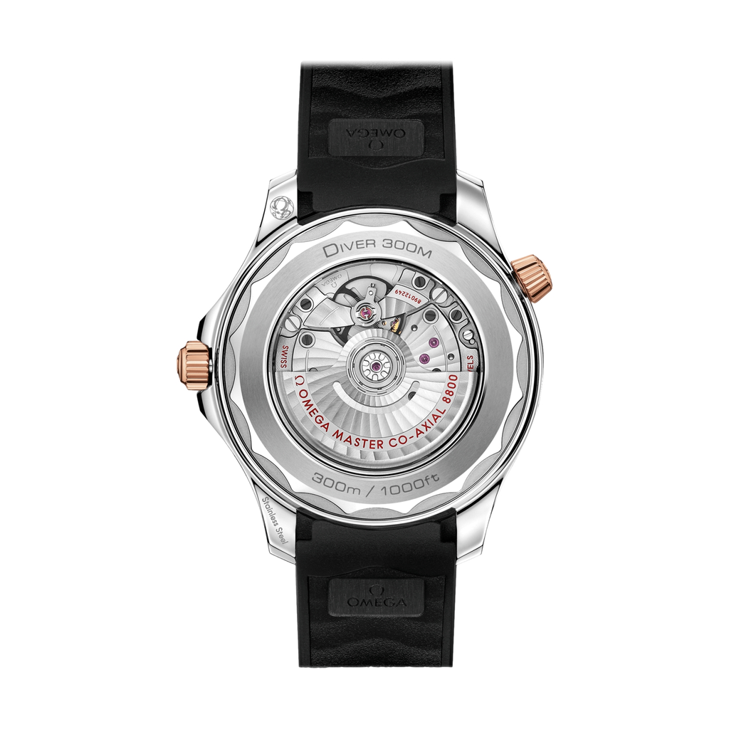Seamaster Diver 300M Stainless Steel and Sedna Gold 42mm - Black on Rubber Strap
