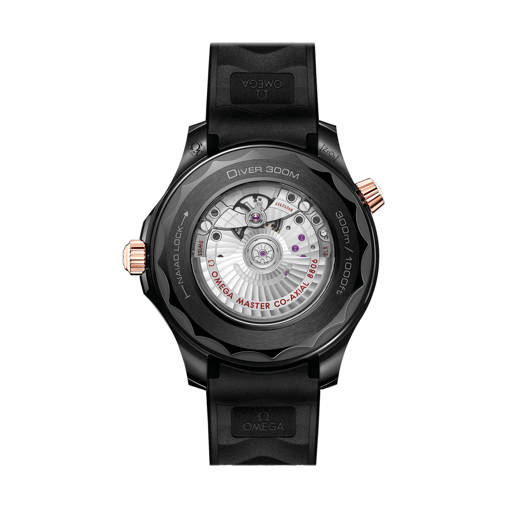 Seamaster Diver 300M Ceramic and Sedna Gold 43.5mm - Black on Rubber Strap