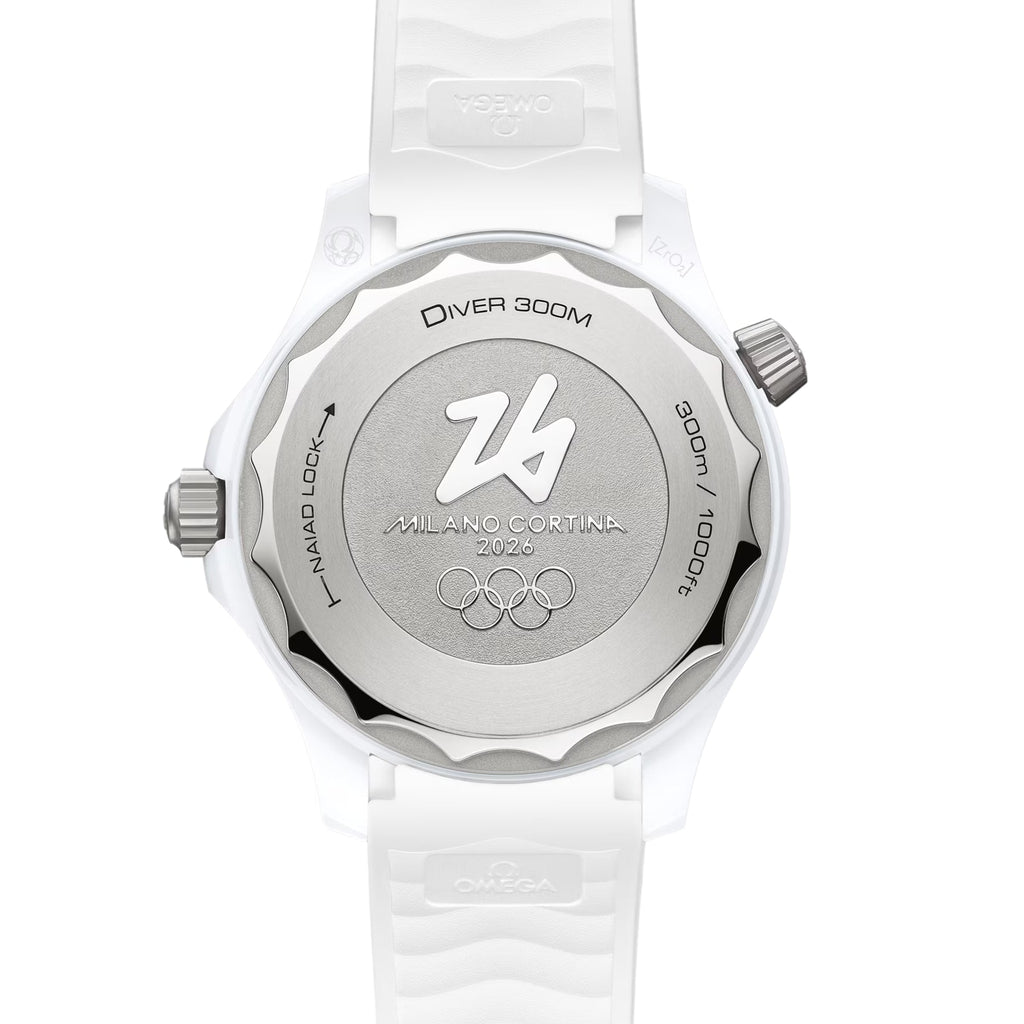 Seamaster Diver 300M Milano Cortina 2026 43.5mm - White on Rubber Strap