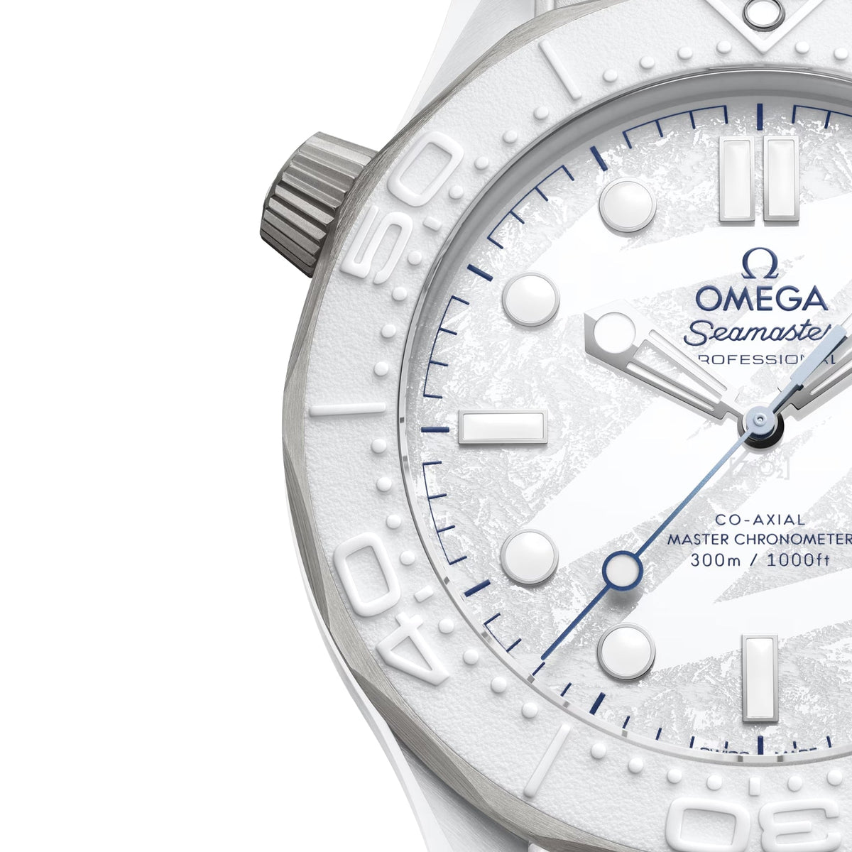 Seamaster Diver 300M Milano Cortina 2026 43.5mm - White on Rubber Strap