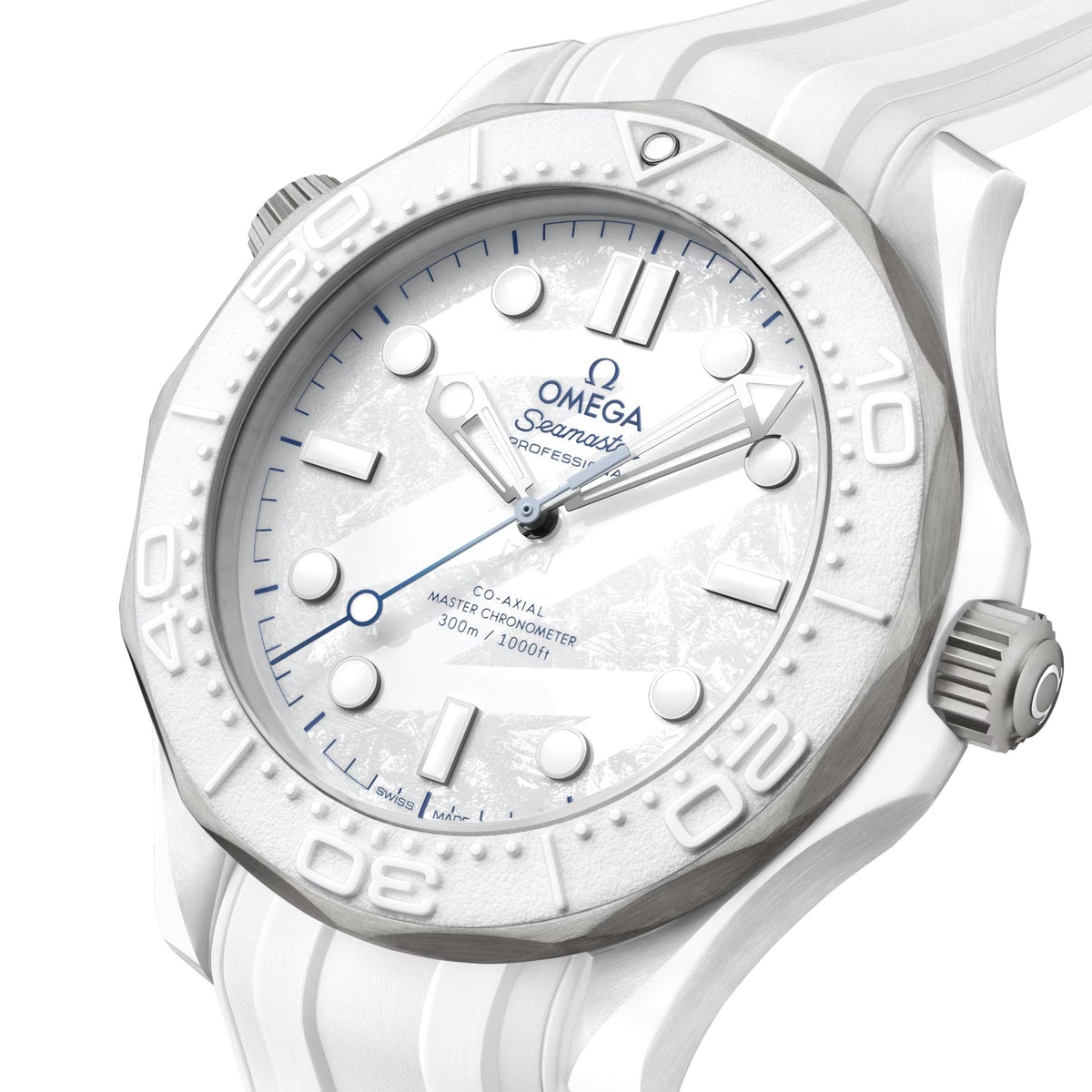 Seamaster Diver 300M Milano Cortina 2026 43.5mm - White on Rubber Strap