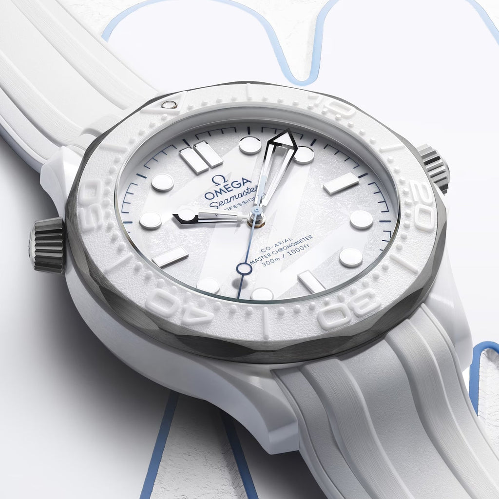 Seamaster Diver 300M Milano Cortina 2026 43.5mm - White on Rubber Strap