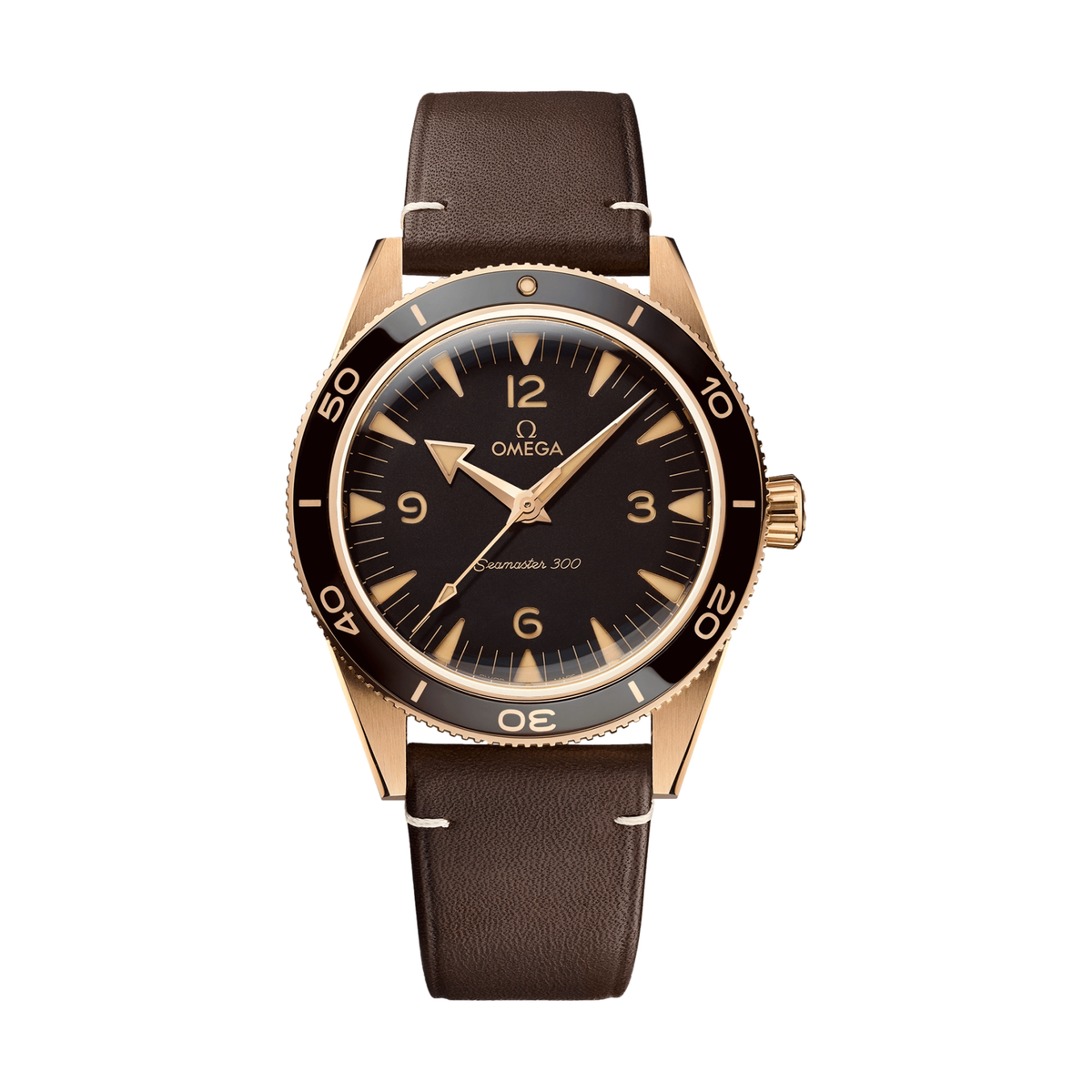 Seamaster 300 Bronze Gold 41mm - Brown on Leather Strap