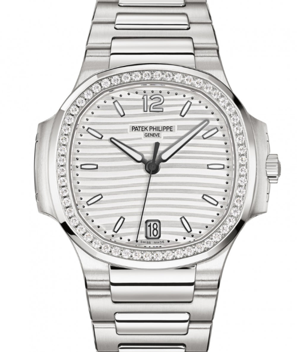 Patek Philippe Nautilus Diamond Bezel Silver Index Dial Ref# 7118 - 1200A-010